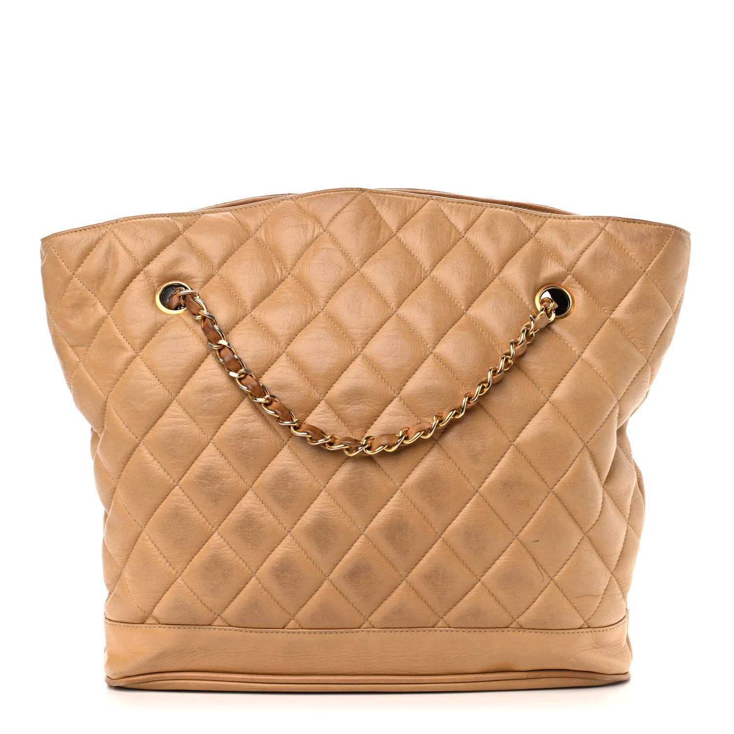 Chanel Lambskin Quilted Shopper Tote Beige 1 of 18