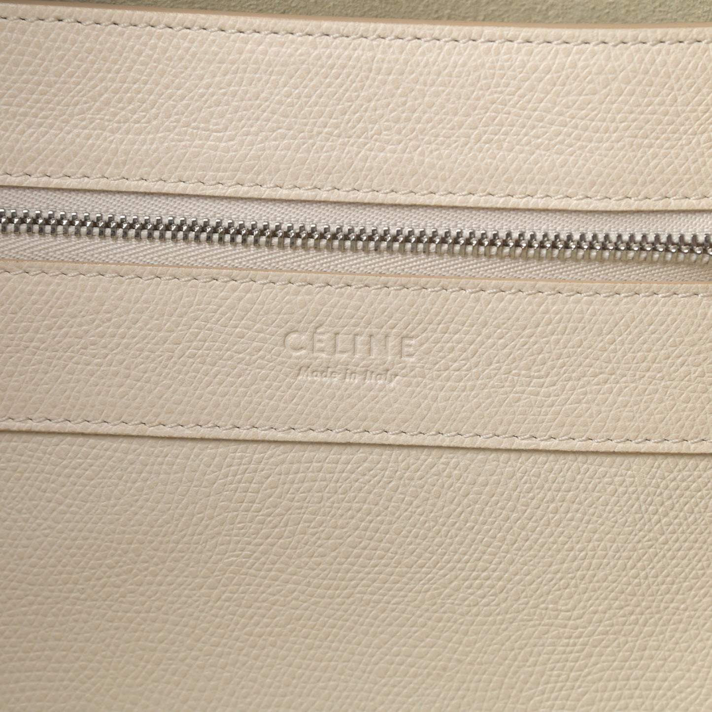 Grained Calfskin Horizontal Bi-Cabas Cream Black