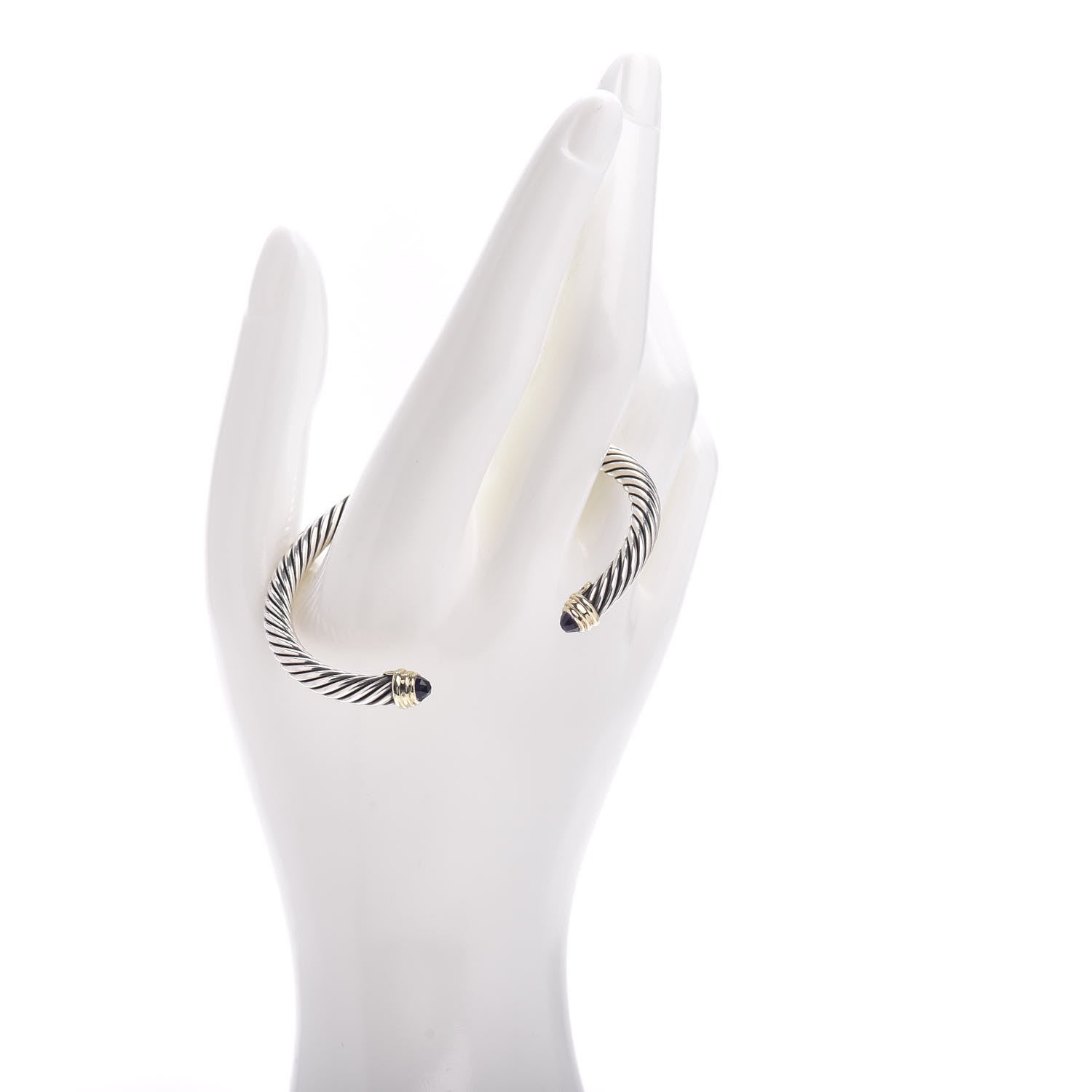 David Yurman Sterling Silver 14K Yellow Gold Amethyst 5mm Cable Classics Petite Color Bracelet 2 of 4