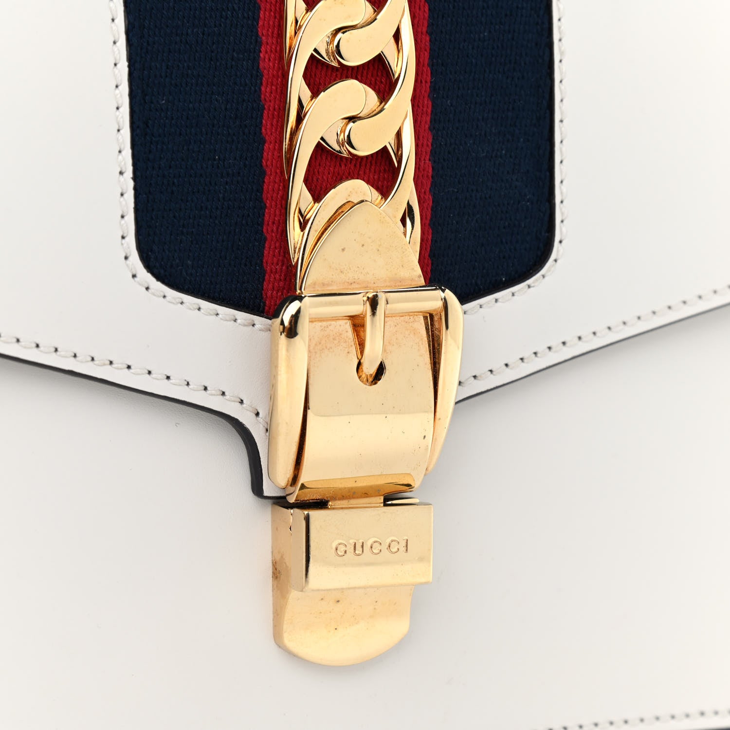 Gucci Calfskin Small Sylvie Shoulder Bag Off White 9 of 10