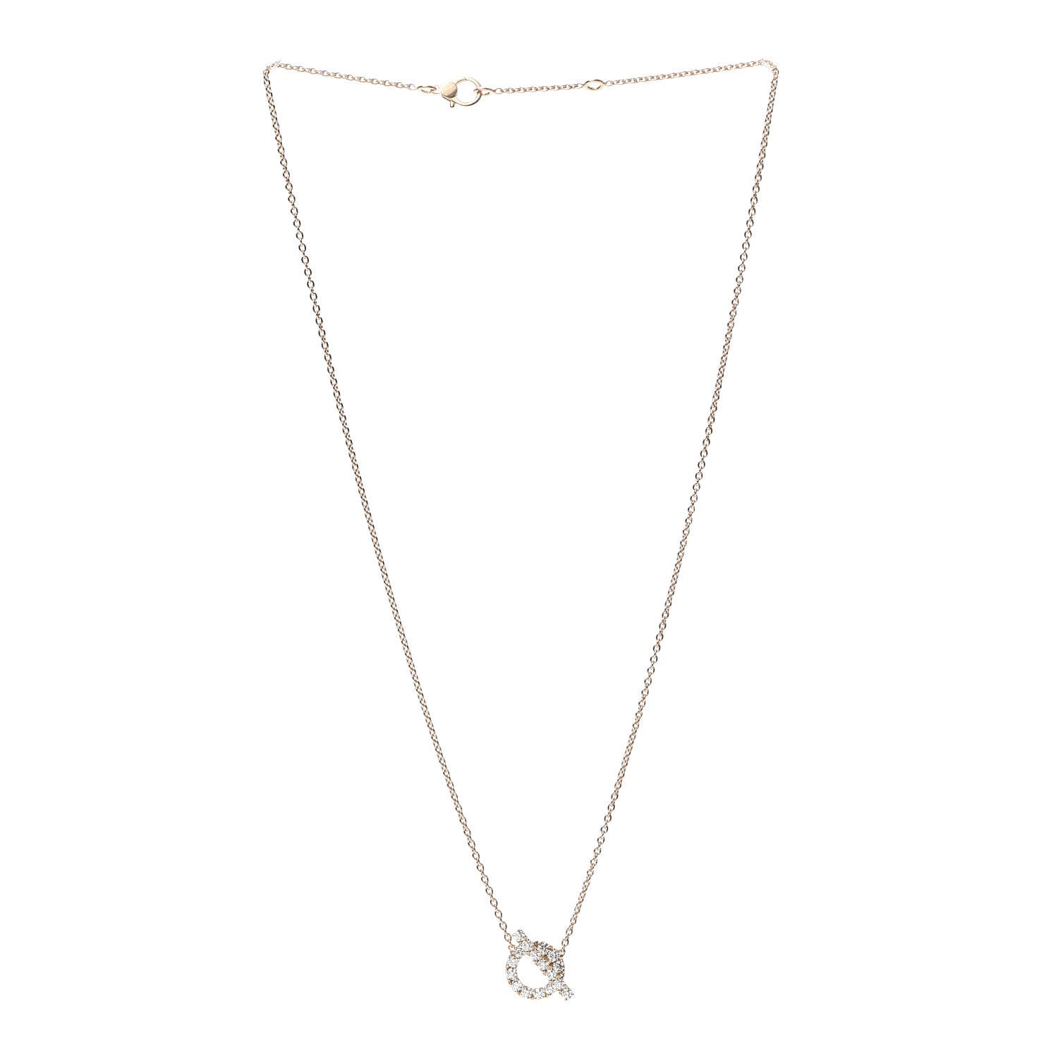 Hermes 18K Rose Gold Diamond Finesse Pendant Necklace 3 of 6