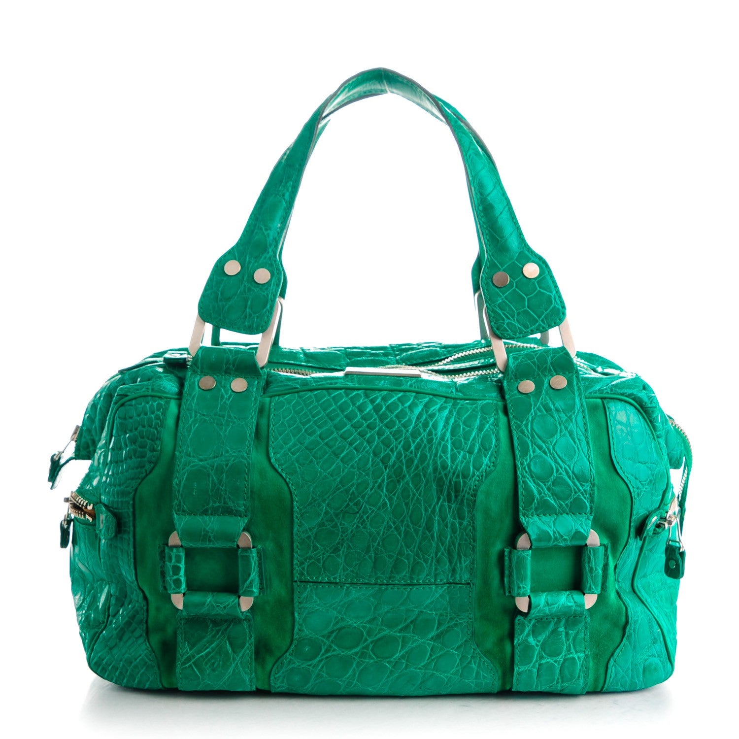 Jimmy Choo Crocodile Suede Mahdi Green 1 of 10