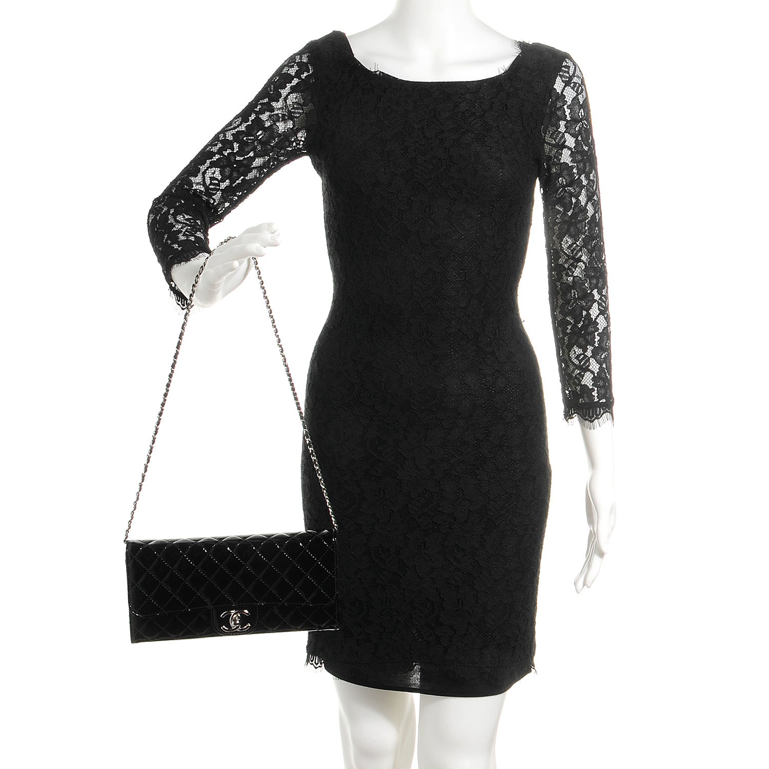 Chanel Patent Quilted Clutch Flap Black 2 of 8