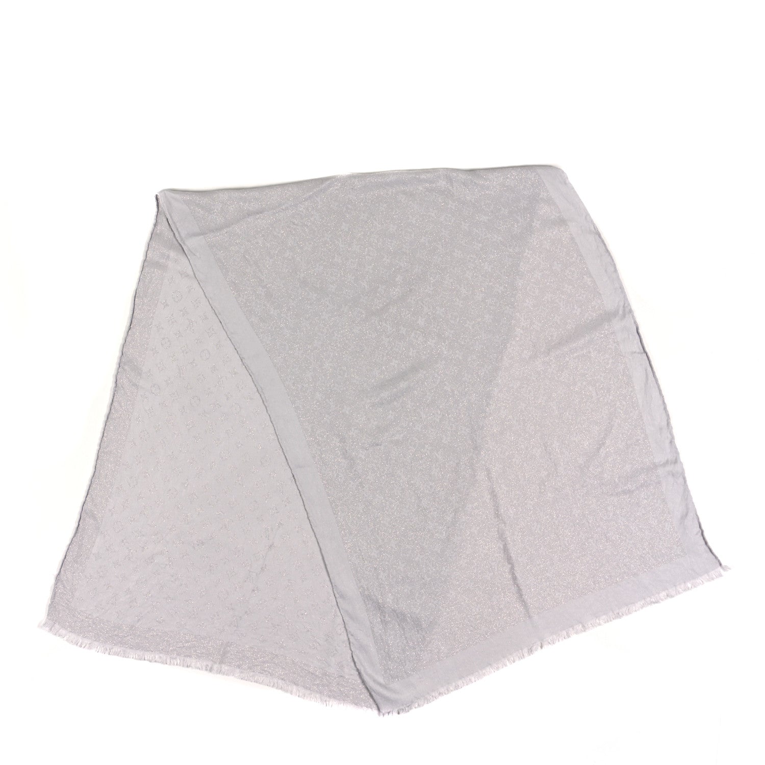 Louis Vuitton Silk Lurex Wool Monogram Shine Shawl Greige 2 of 4