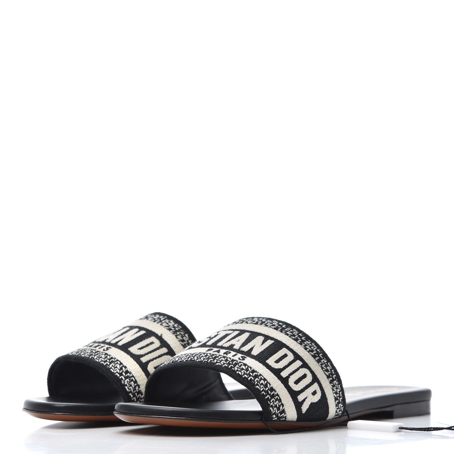 Christian Dior Canvas Embroidered Dway Mules Slide Sandals 36.5 Black 3 of 11