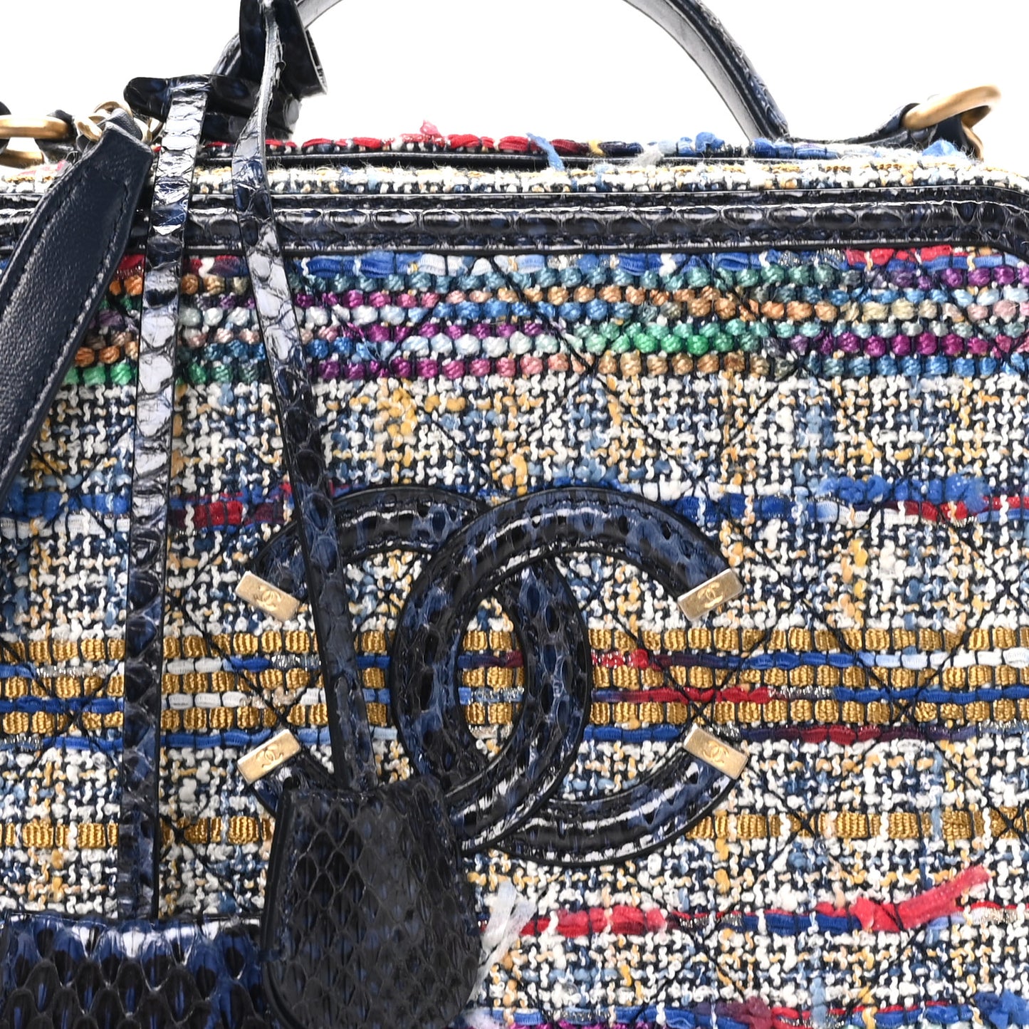 Tweed Snakeskin Quilted Medium CC Filigree Vanity Case Multicolor