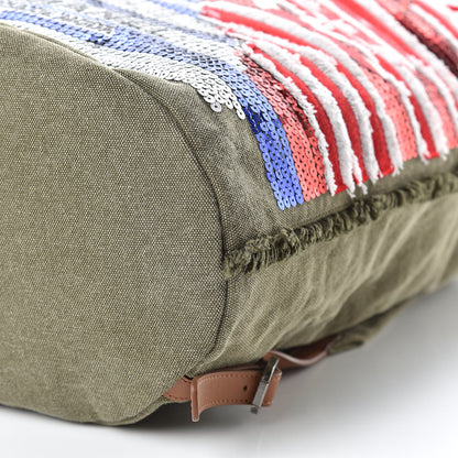 Chanel Canvas Sequins Cubano Trip Backpack Khaki 10 of 10