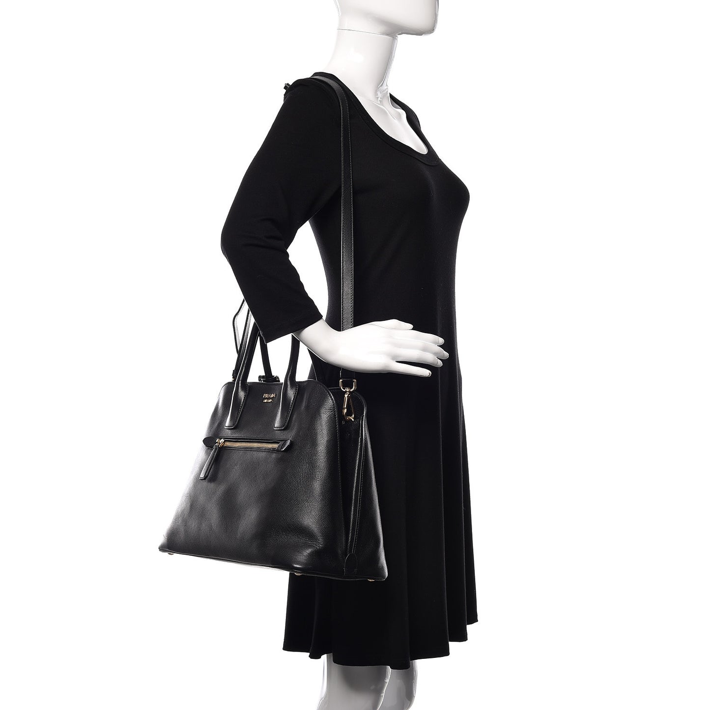 Saffiano Cuir Open Promenade Tote Black