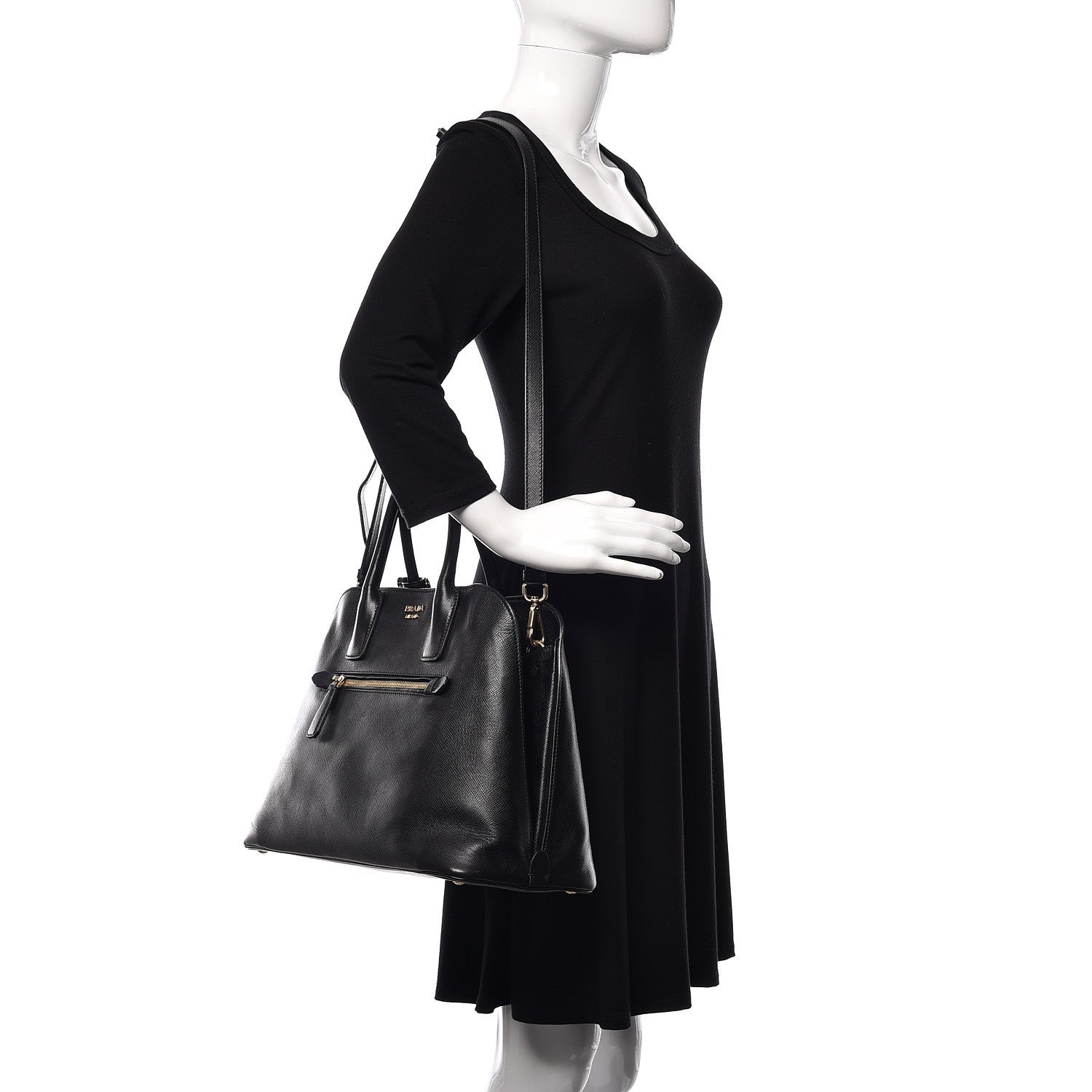 Prada Saffiano Cuir Open Promenade Tote Black 2 of 19