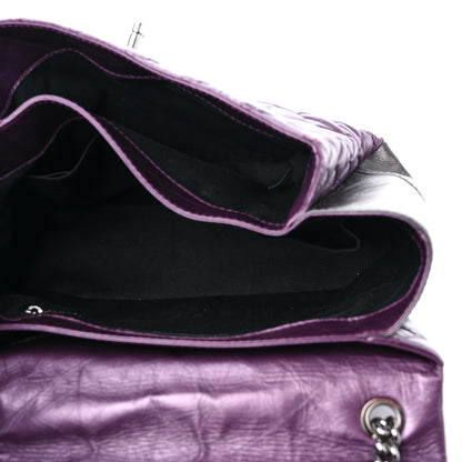 Chanel Metallic Calfskin Medium Lady Pearly Flap Dark Purple 5 of 16