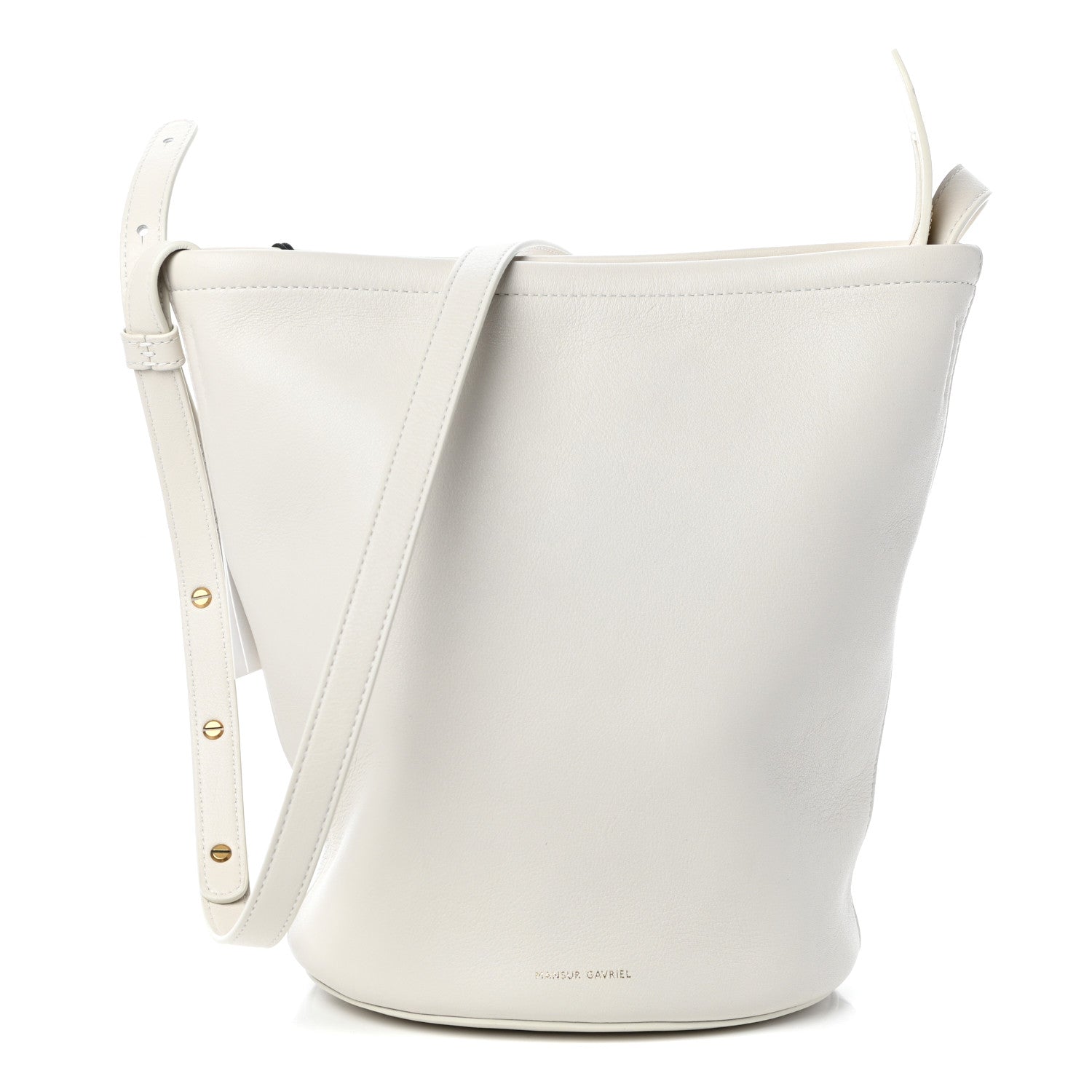 Mansur Gavriel Pebbled Calfskin Zip Bucket Bag Snow 1 of 10