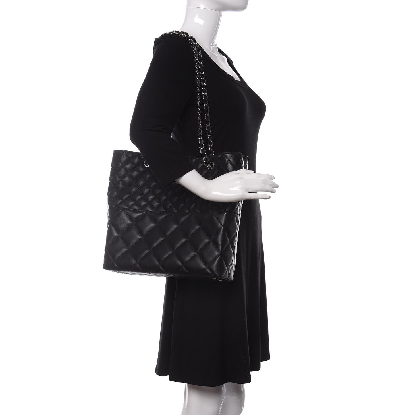 Calfskin Quilted In The Business North South Tote Black