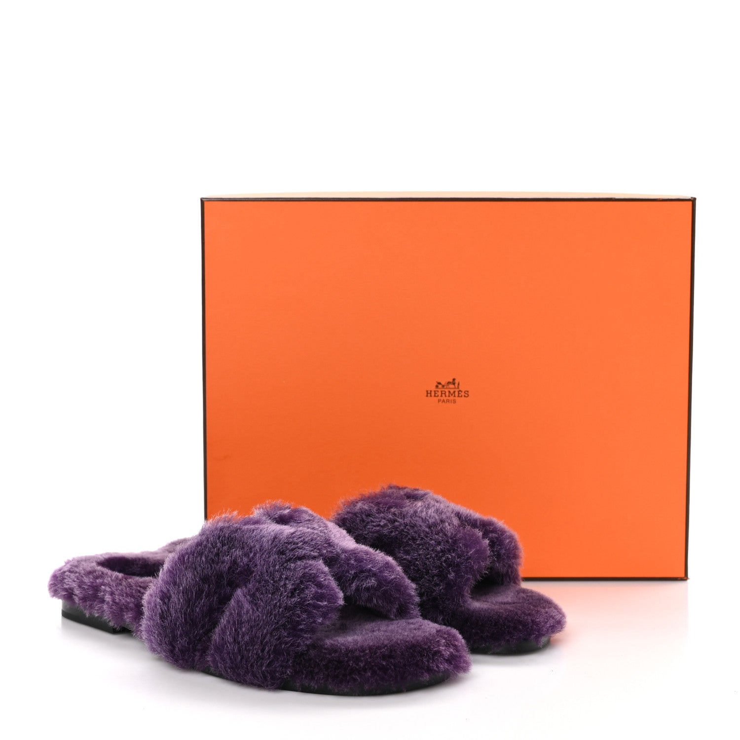 Hermes Woolskin Oran Sandals 36 Violet Fonce 8 of 8