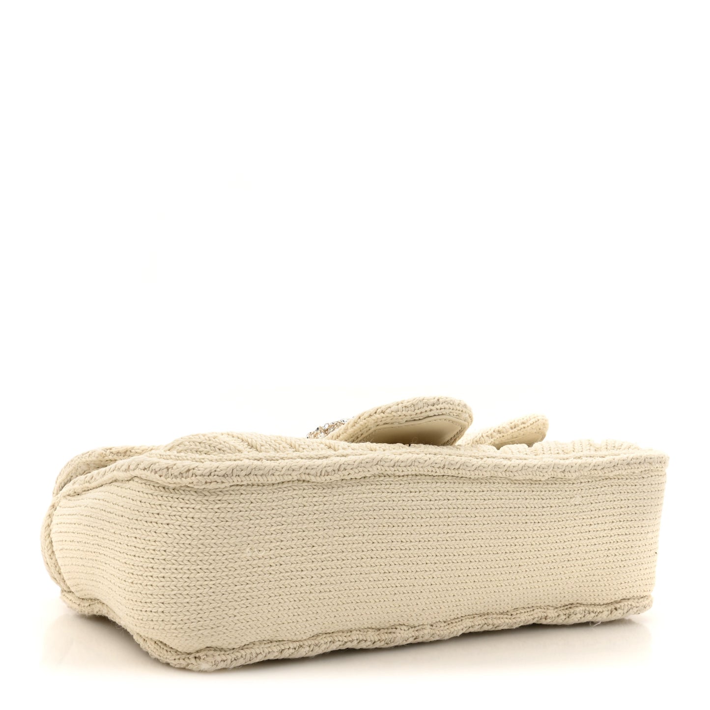 Knitted Wool Crystal Small GG Marmont Shoulder Bag Ivory