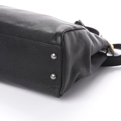 Fendi Goatskin Zucca Medium Peekaboo Iconic Satchel Black Tobacco 10 of 10