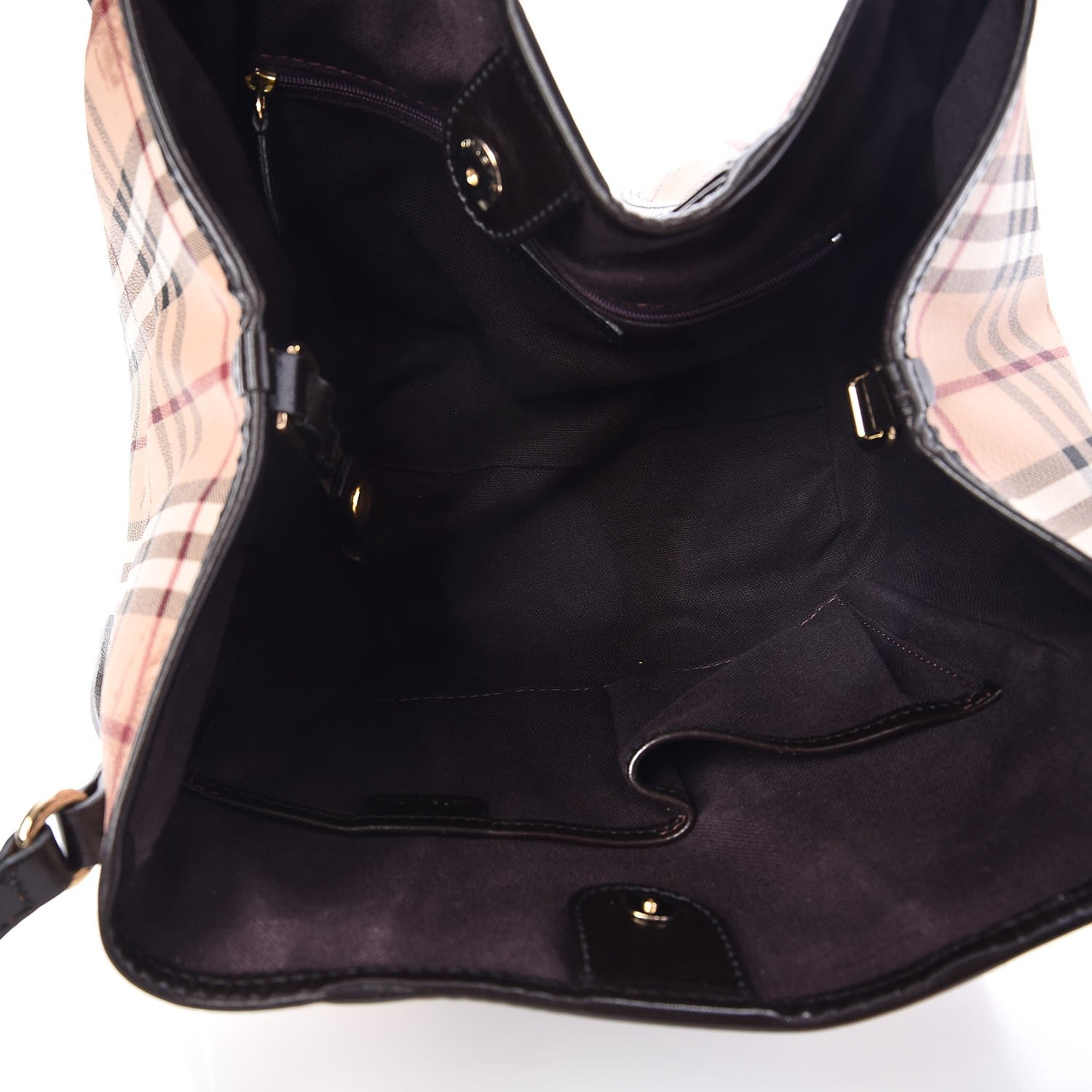 Burberry Suede Haymarket Check Colorblock Small Canterbury Tote Plum 5 of 8