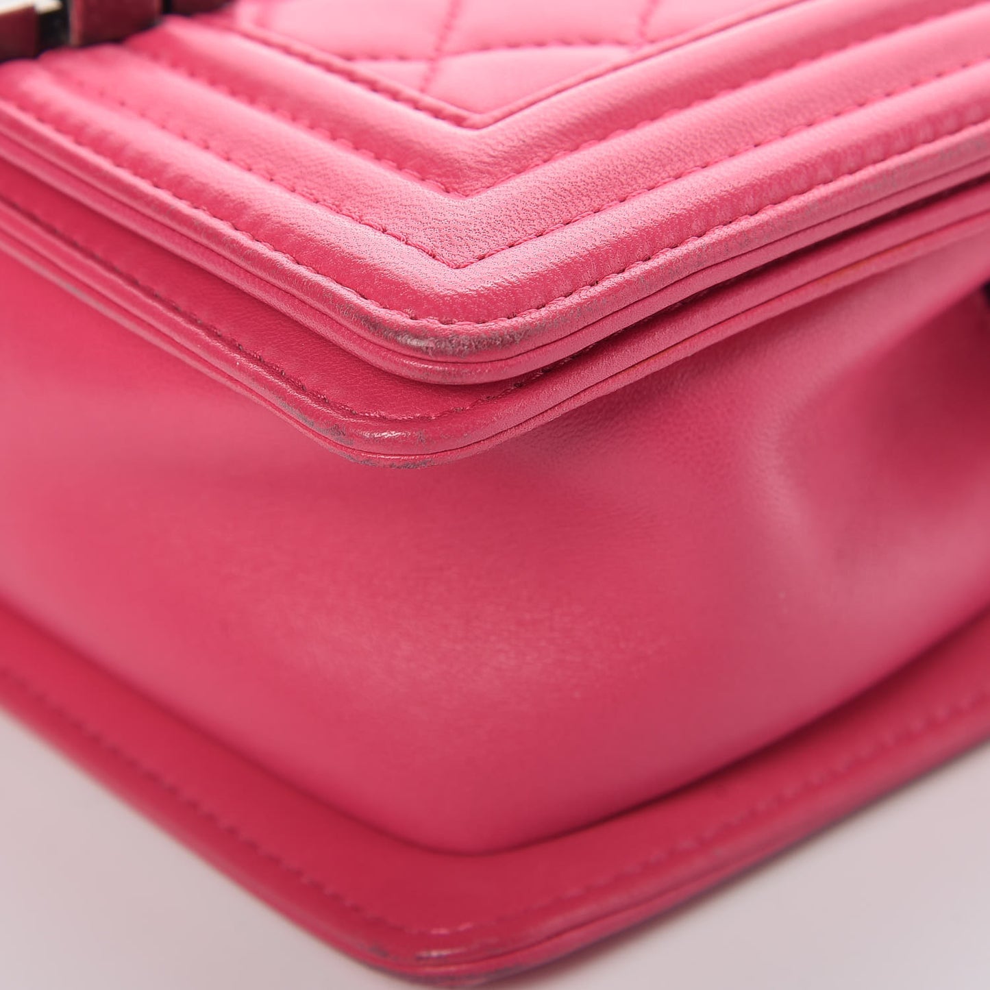 Lambskin Quilted Small Boy Flap Dark Pink