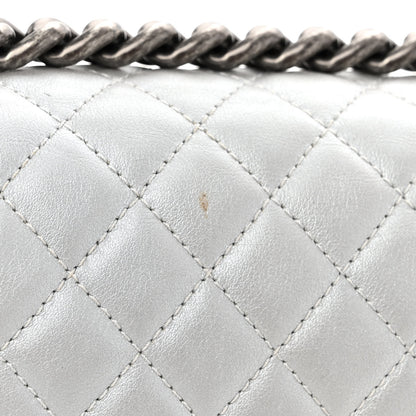 Chanel Metallic Lambskin Quilted Medium Boy Flap Silver 11 of 11