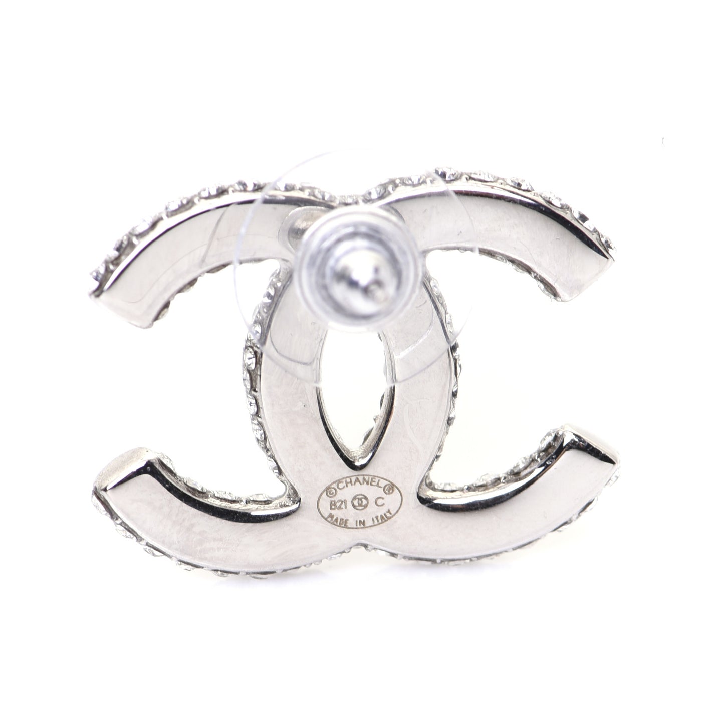 Crystal CC Treasure Chest Earrings Silver