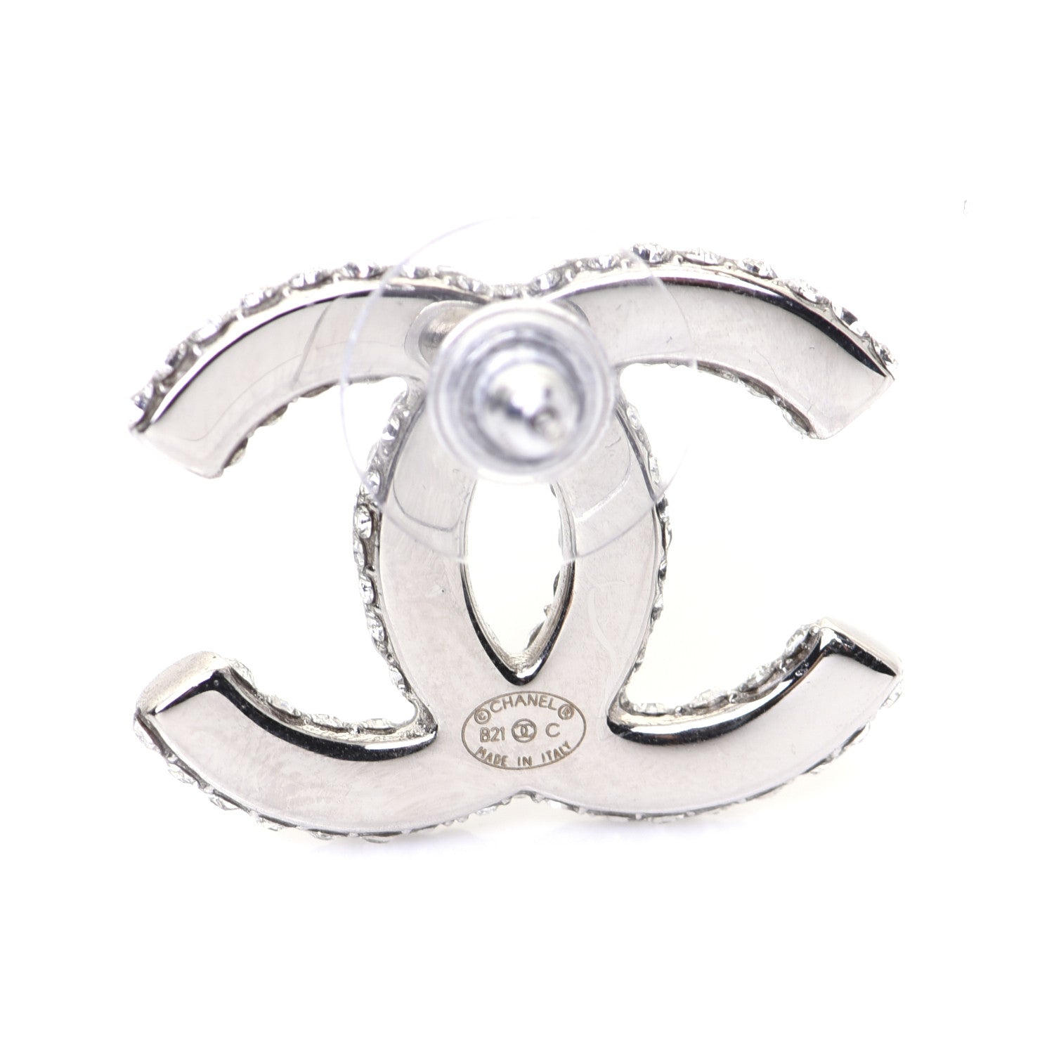 Chanel Crystal CC Treasure Chest Earrings Silver 7 of 8