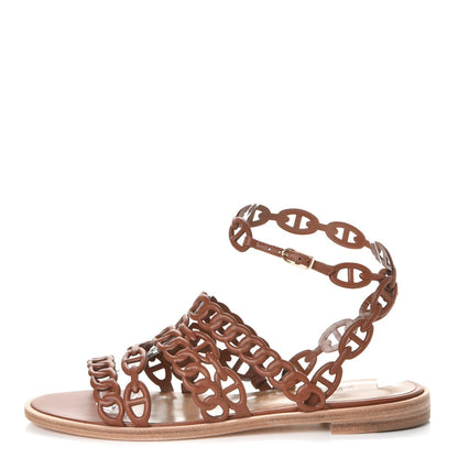 Hermes Nappa Chaine d'Ancre Kalliste Sandals 37 Gold 1 of 8