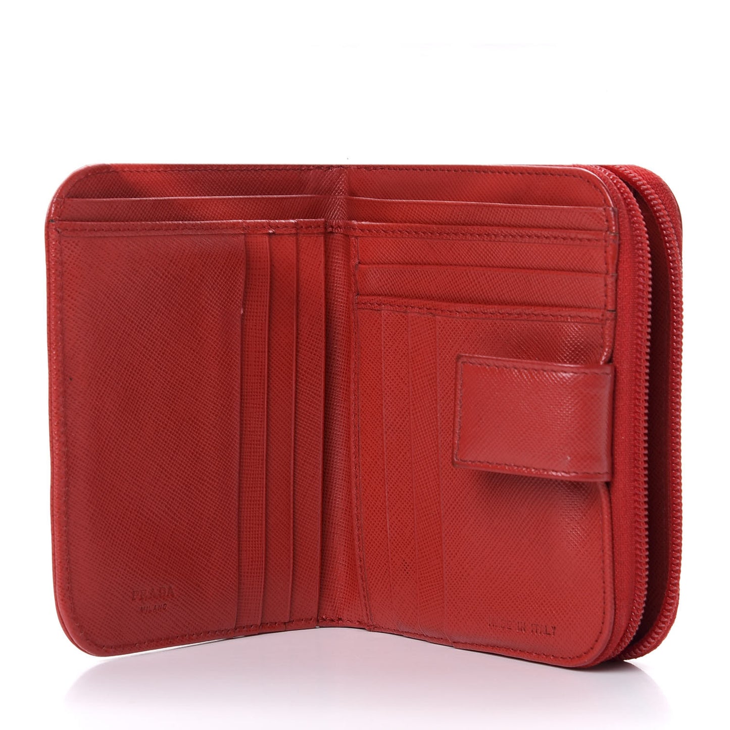 Saffiano Metal Compact Zip Around Wallet Fuoco
