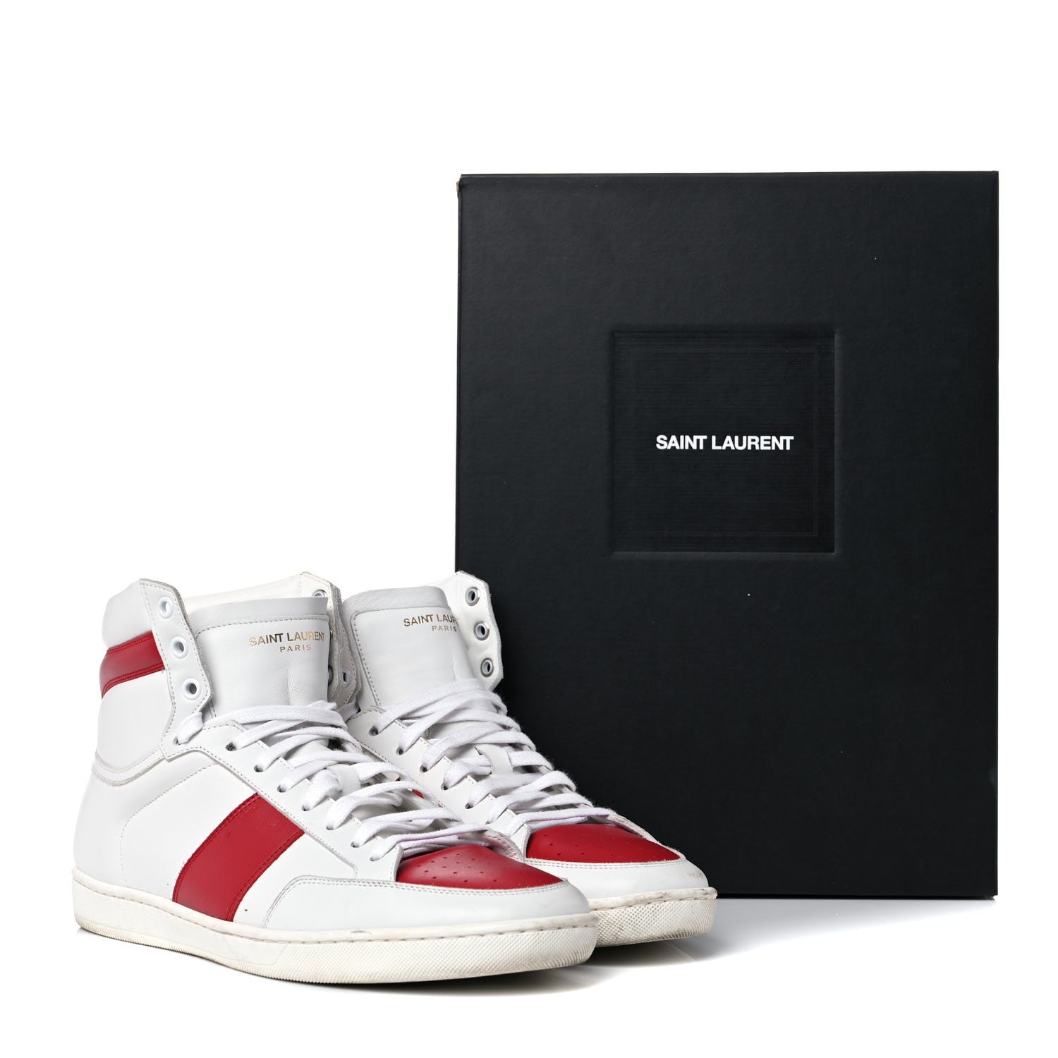 Saint Laurent Calfskin Court Classic SL/10H High Top Sneakers 43 White Red 25 of 25