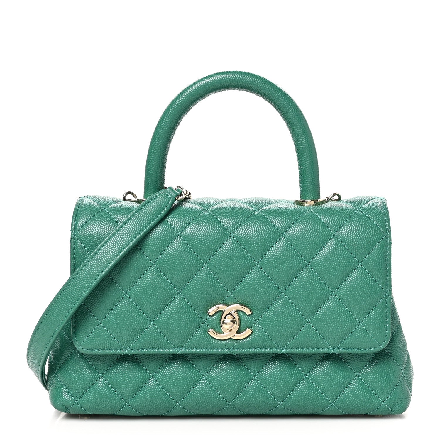 Chanel Caviar Quilted Mini Coco Handle Flap Green 1 of 10