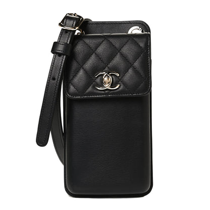 Chanel Calfskin Quilted CC Phone Holder Black 1 of 11