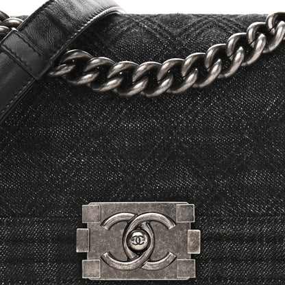 Chanel Denim Quilted Small Boy Flap Black 10 of 10