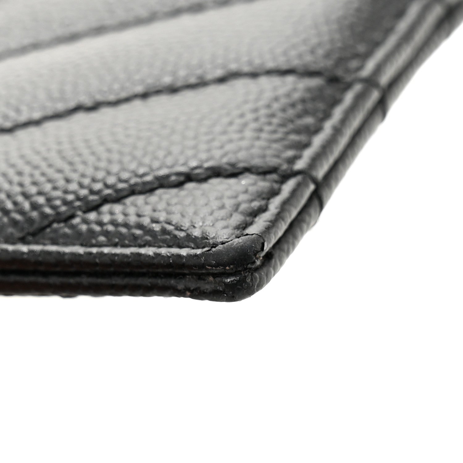 Saint Laurent Grain De Poudre Matelasse Chevron Monochrome Monogram Credit Card Case Black 11 of 12