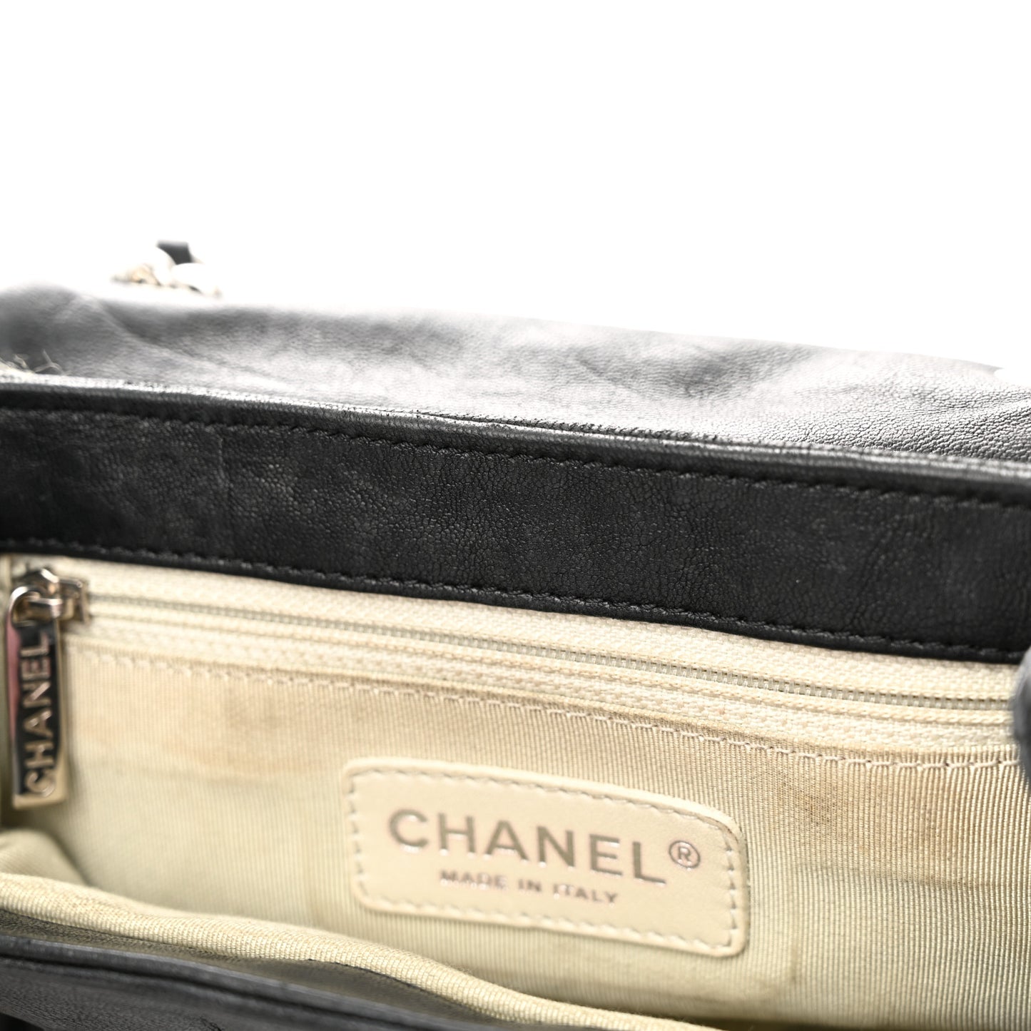 Washed Lambskin Quilted Mini Chain Around Flap Black