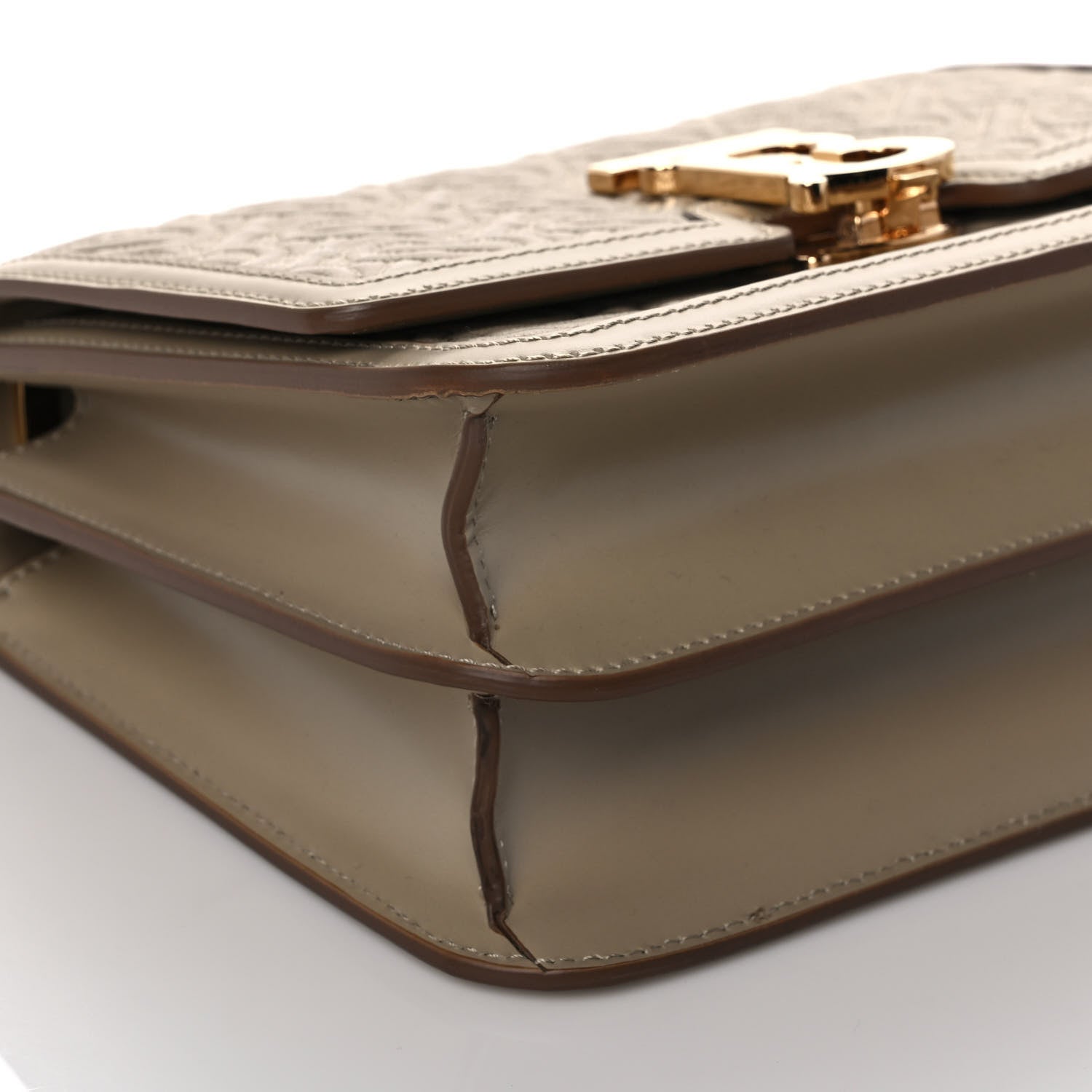 Burberry Calfskin Monogram Embossed Small TB Chain Bag Honey 8 of 10