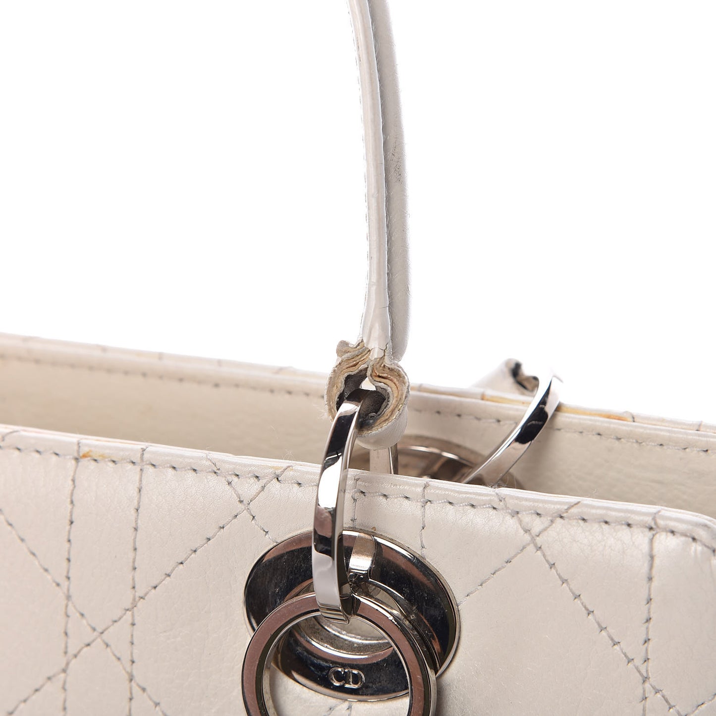 Calfskin Cannage Stitched East West Lady Dior White