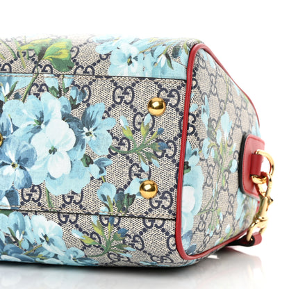 Gucci GG Supreme Monogram Blooms Small Boston Beige Blue Navy Hibiscus Red 10 of 11