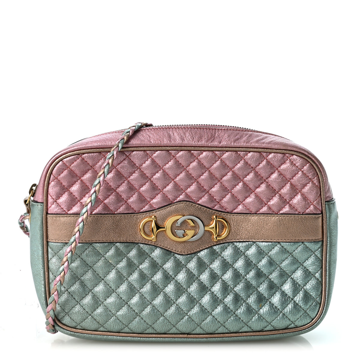 Laminated Nappa Trapuntata Small Zumi Shoulder Bag Rosa Lago Rame