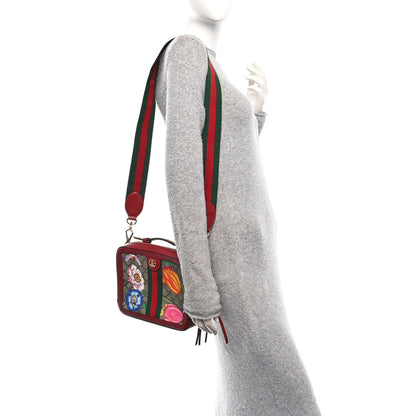 Gucci GG Supreme Monogram Flora Web Small Ophidia Top Handle Shoulder Bag Hibiscus Red 2 of 10