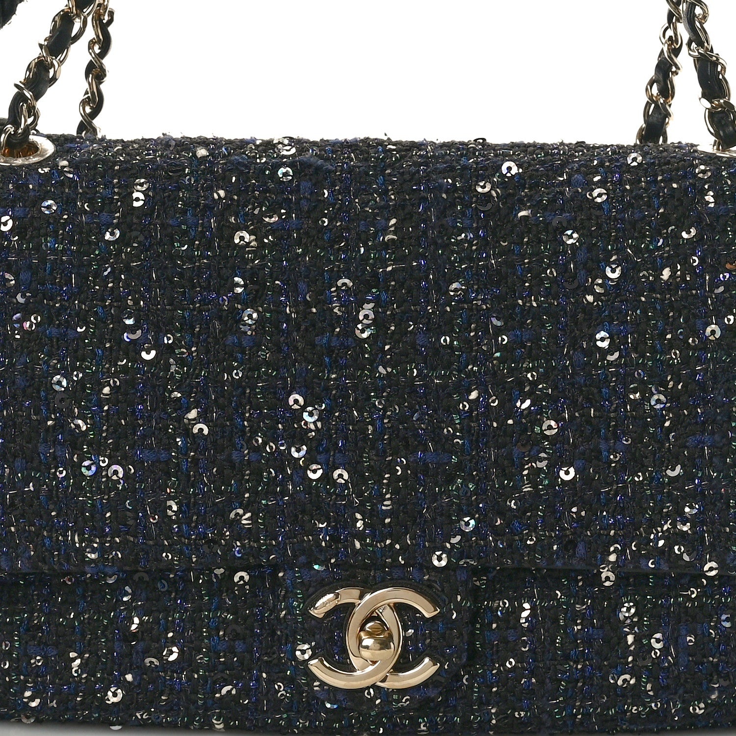 Chanel Tweed Medium Pearl Handle Flap Black Ecru 8 of 10