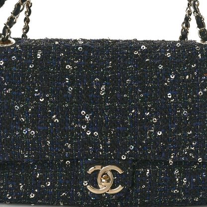 Chanel Tweed Medium Pearl Handle Flap Black Ecru 8 of 10