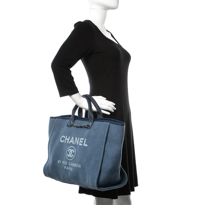 Chanel Canvas Large Deauville Tote Blue 3 of 10