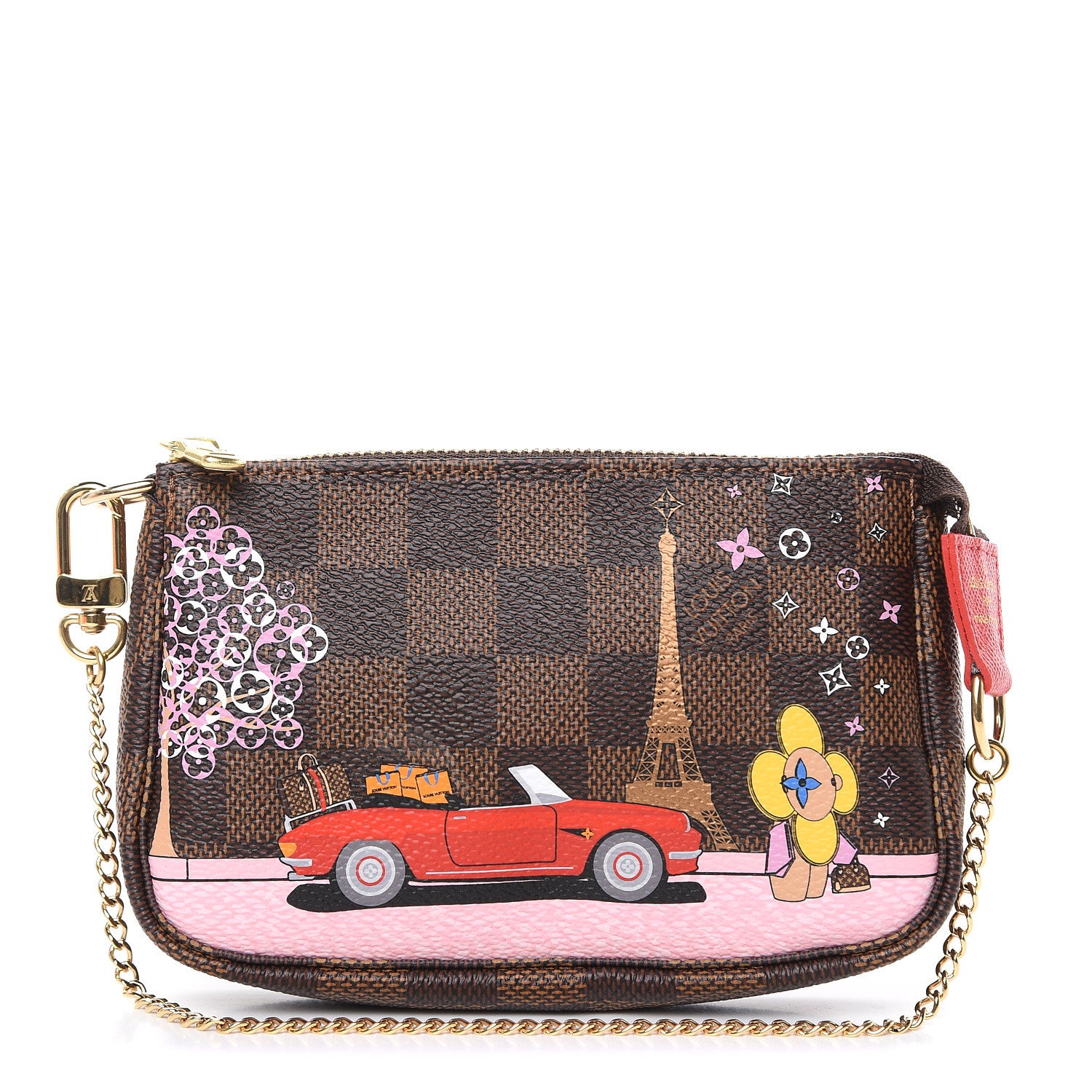 Louis Vuitton Damier Ebene 2019 Christmas Animation Mini Pochette Accessories Red 1 of 8