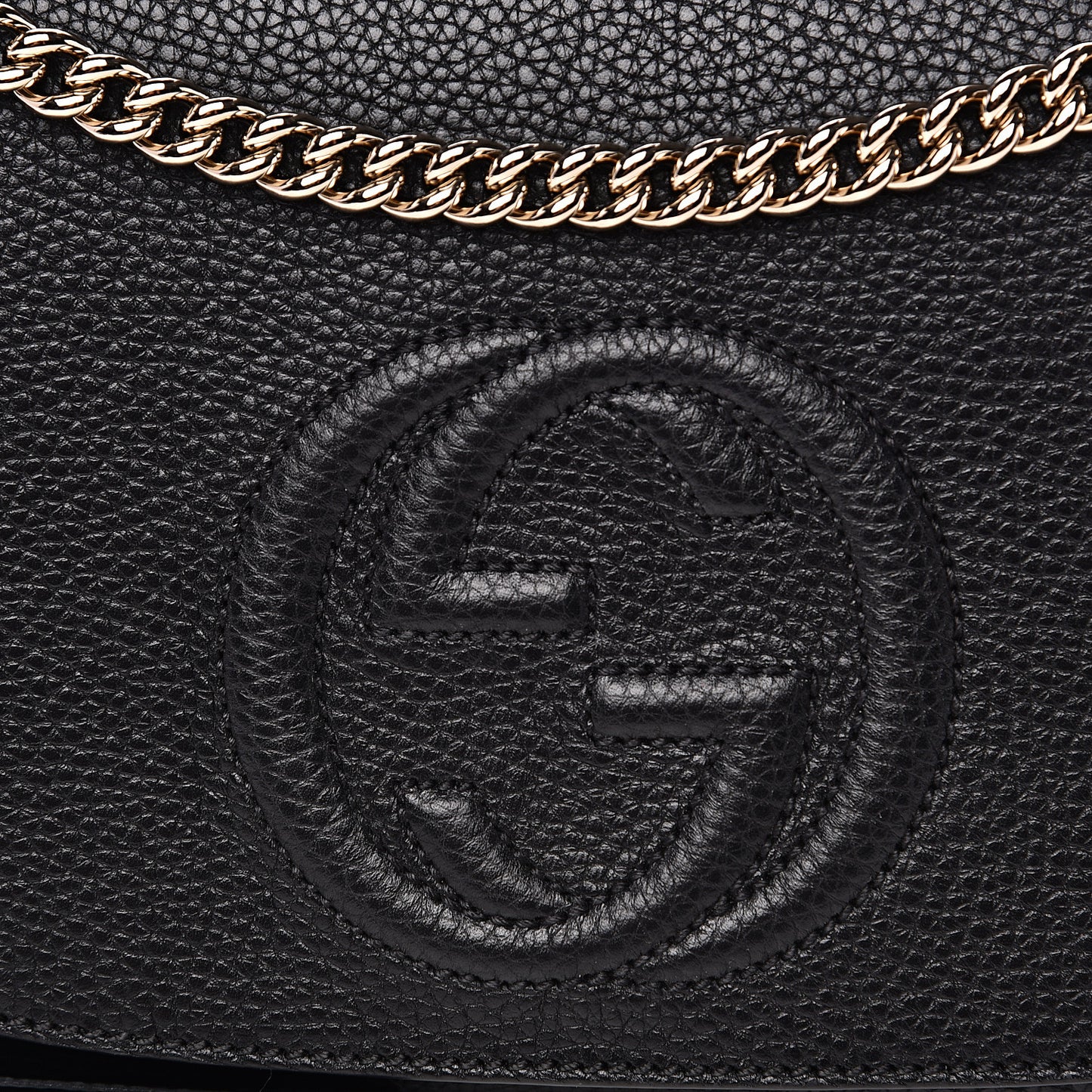 Pebbled Calfskin Medium Soho Flap Crossbody Black