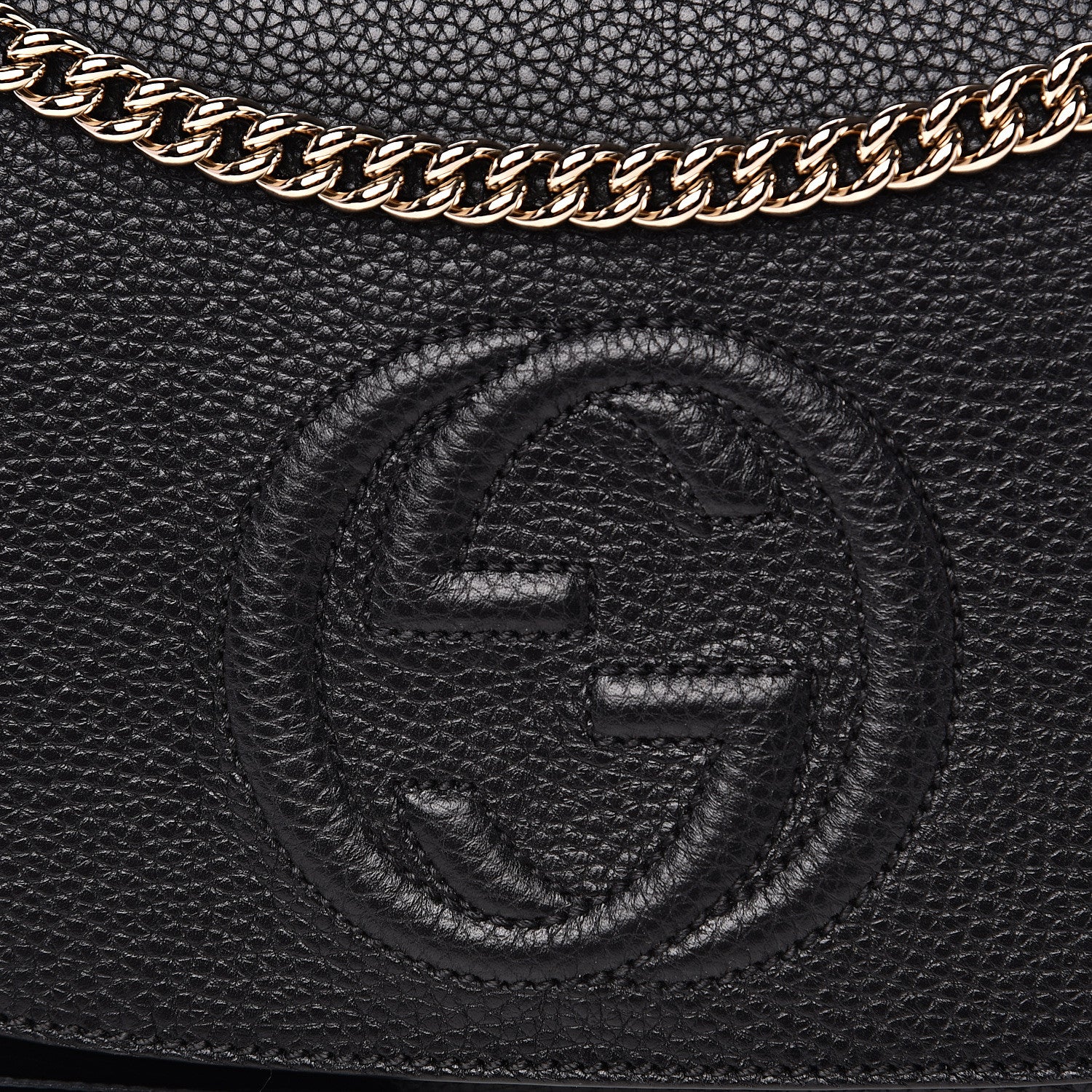 Gucci Pebbled Calfskin Medium Soho Flap Crossbody Black 9 of 9