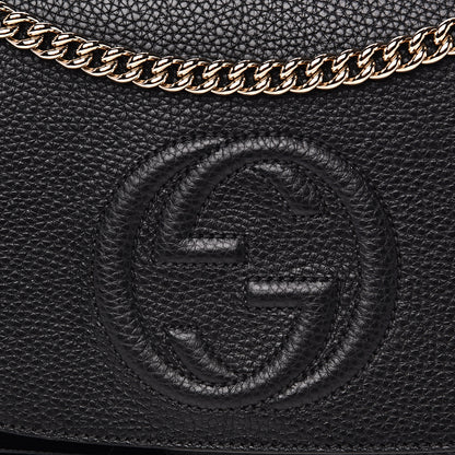 Gucci Pebbled Calfskin Medium Soho Flap Crossbody Black 9 of 9