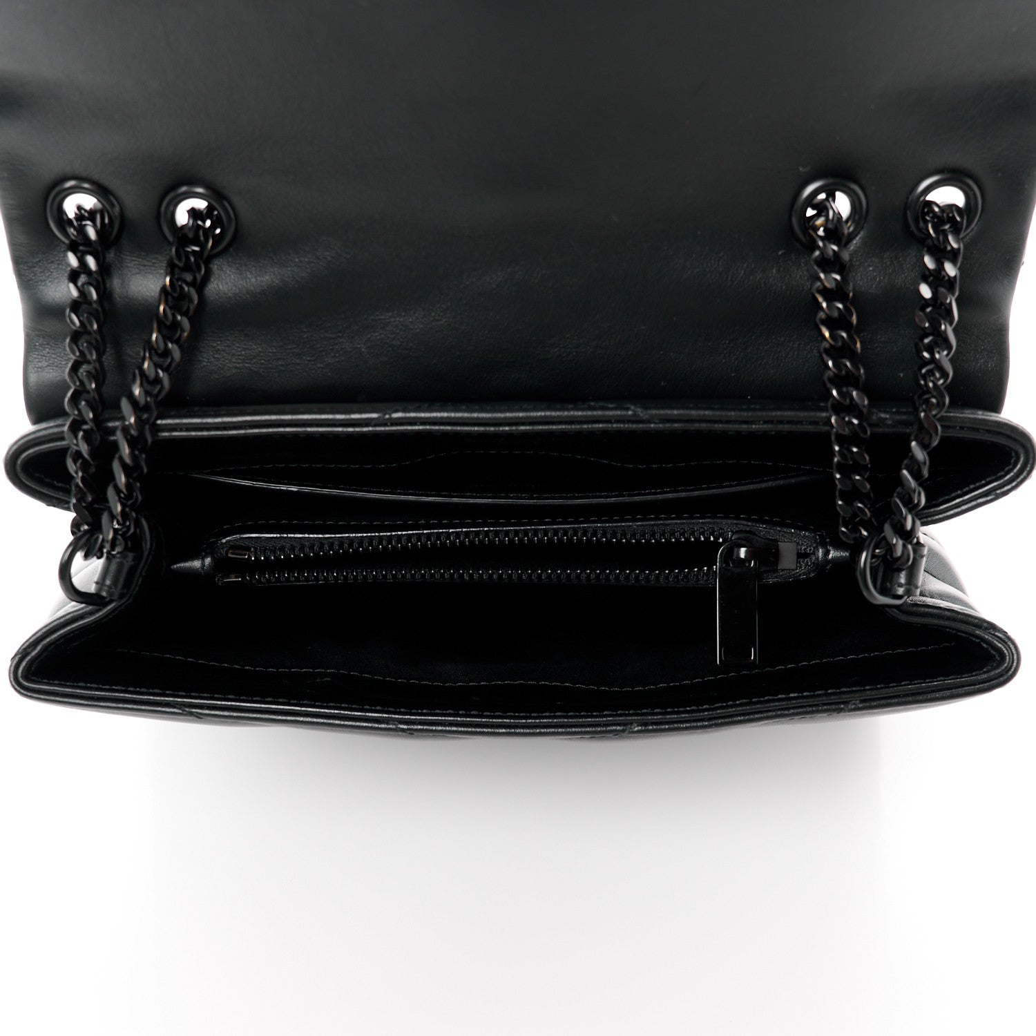 Saint Laurent Calfskin Y Quilted Monogram Monochrome Small Loulou Chain Satchel Black 5 of 12