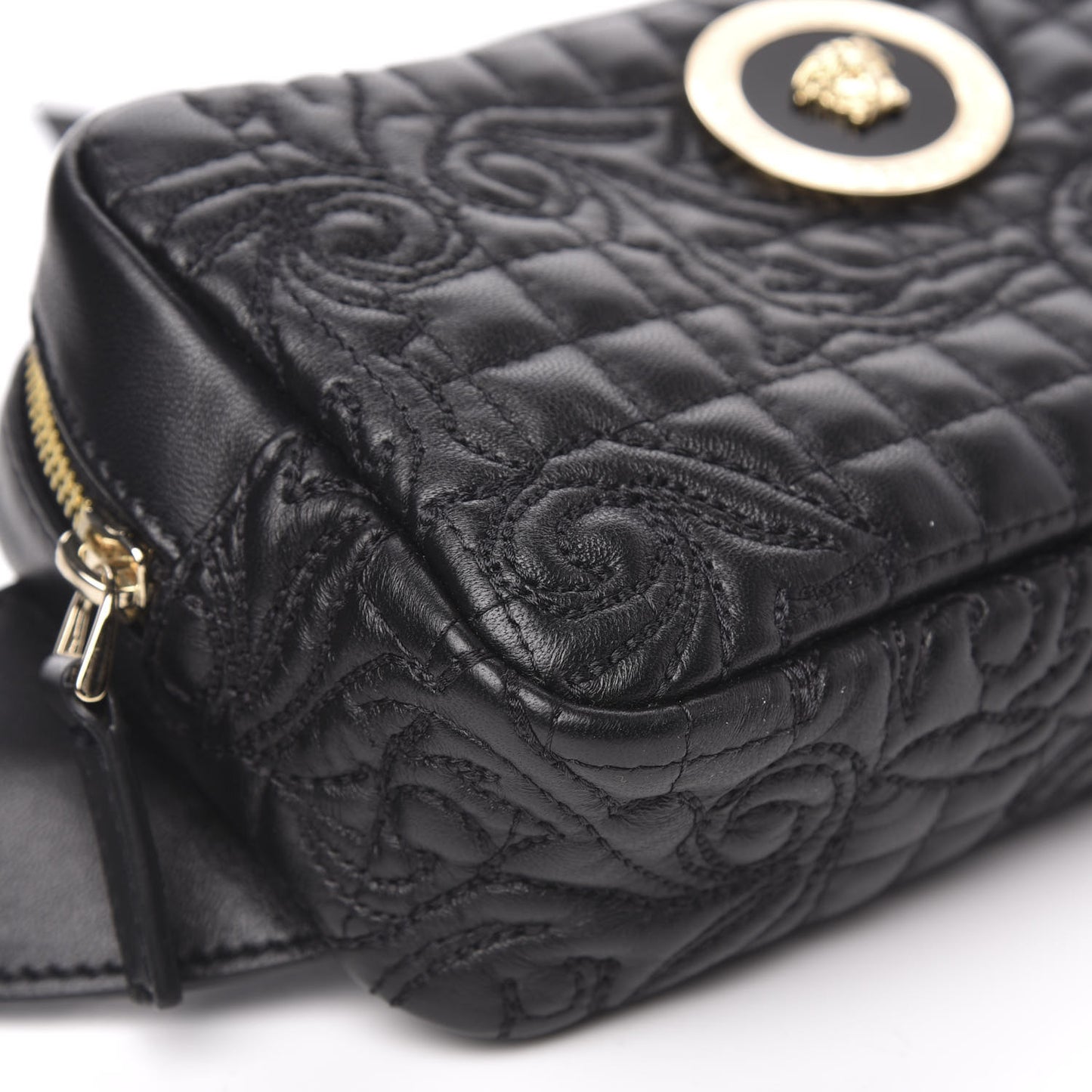 Nappa Barocco Quilted Vanitas Medea Belt Bag Black