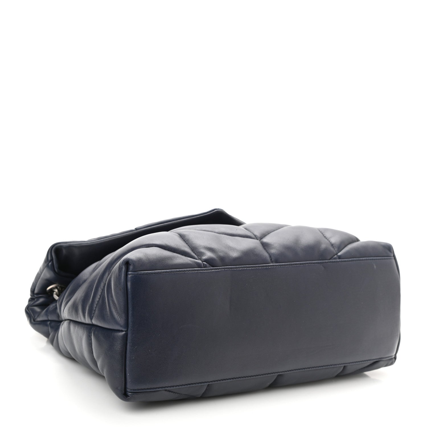 Saint Laurent Lambskin Quilted Medium Loulou Puffer Monogram Chain Satchel Navy 4 of 9
