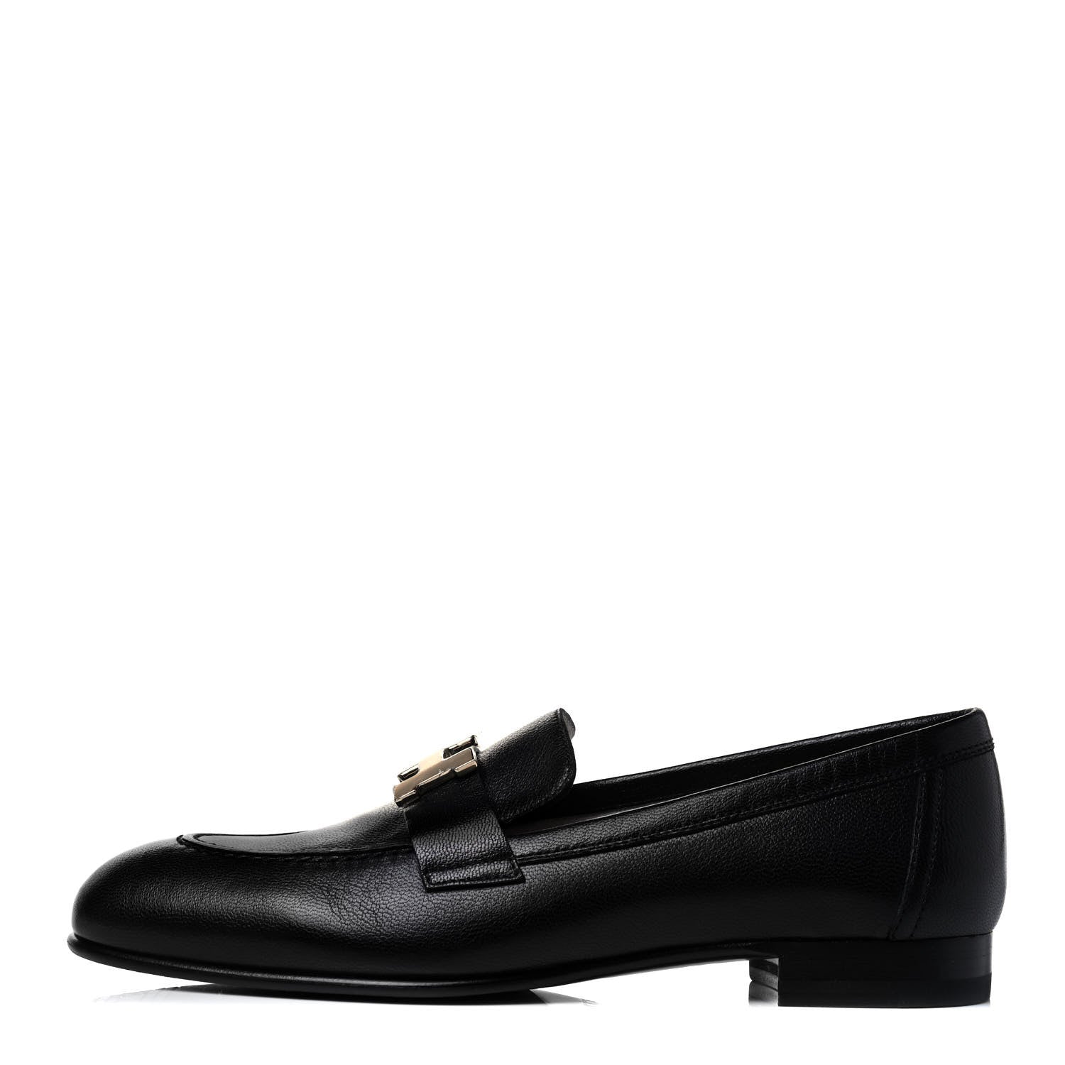 Hermes Goatskin Womens Paris Loafers 36 Black 1 of 8