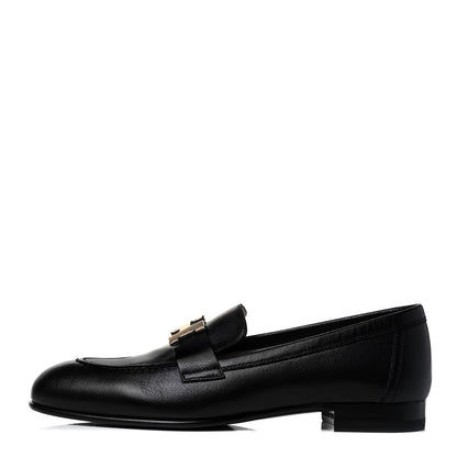 Hermes Goatskin Womens Paris Loafers 36 Black 1 of 8