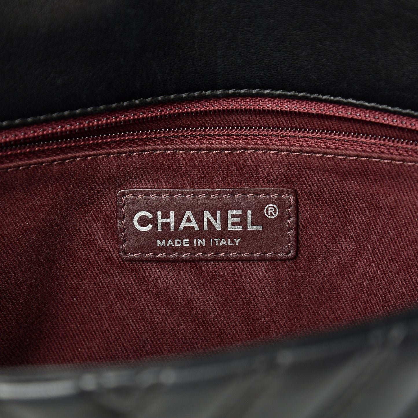 Lambskin Chevron Double Stitch Medium Single Flap Black